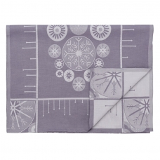 Дорожка из хлопка фиолетово-серого цвета с рисунком Ледяные узоры, new year essential, 53х150см